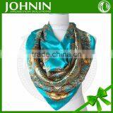 Latest Comfortable Digital Print Colorful JOHNIN Brand Square Silk Satin Scarves thumbnail-6