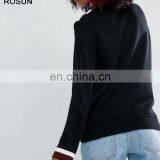 Black Sweater as Long Sleeve High Neck Tops With Latest Chevron Design for Women of Knit Clothing thumbnail-3