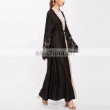 OEM Factory Contrast Floral Lace Modern Open Abaya for Malaysia thumbnail-5