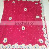 Ethnic Weddding Handmade Havey Stone Work Georgette Pink Saree Sari thumbnail-1