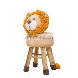 Yarncrafts Little Lion Shape 100% Polyester Chenille Yarn Handmade Hand Knitted Crochet Footstool Chair With Removable