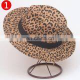 New 10colors Cheetah Leopard Printed Polyester Fleece Felt Soft Panama Hat With Grosgrain Band thumbnail-3