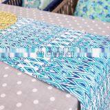 2019 Amazon New Design Peacock Blue Digital Printed Table Runner for Weddings Party Banquet thumbnail-3