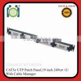 CAT5e 24 Port Pro RJ45 Dual Network Mini Patch Panel W/Surface Wall Mount Bracket