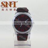 Sport Quartz Watch Black Leather Strap With Red Lines thumbnail-1