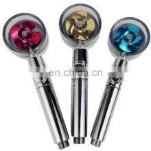 Cheap Price 360 Degree Hand High Pressure Water Saving Spray Propeller Rotating Fan Shower Head With Stop Button thumbnail-3