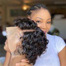 Short Kinky Curly Human Hair Lace Frontal Wig Pixie Cut Wig Human Hair 13X4 Lace Front Natural Brazilian Hair Wigs For Women thumbnail-2
