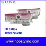Wireless Car Courtesy Light For Skoda Superb 08~ Car Logo LED Laser Projector Light
