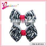 Factory Wholesale Price Competitive Quality Charming Zebra Strip no Fade Ribbon Bow Hair Clips (DW--0018) thumbnail-1