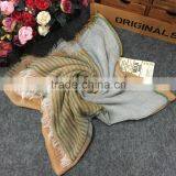 Latest Design Korean Fashion Cotton Linen Striped Fringe Tassel Scarf thumbnail-6