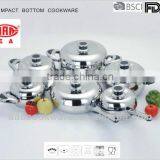 Apple Shape 18/8 Stainless Steel Dutch Oven With Bakelite Handle, Induction Bottom Suitable for All Hobs