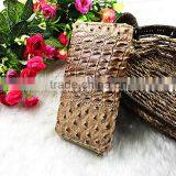 High Quality Brown Wrinkle PU Leather Rivets Decoration Long Wallet For Women With Zipper thumbnail-5