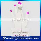 Adjustable Fine Hand Chain Bracelet Finger Ring with Crystal A0063