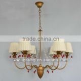 New design luxury modern fabric chandelier/crystal chandelier lighting 6 heads