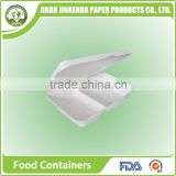 Disposable bio-degradable 9 inch 2-comp Food Container with sugarcane pulp.