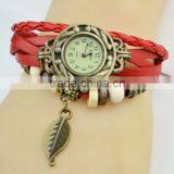 New Hot Retro Metal Fashion Leather Bracelet Water Quartz Hand Clock Women Wrist Watch ,antique Gold Filled Watch thumbnail-3