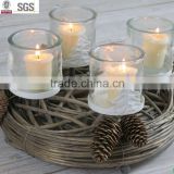 Round willow 4 candle holders with pinecones Hot new products for 2015