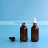 2 oz Glossy Amber Boston Round Glass Bottle With Dropper