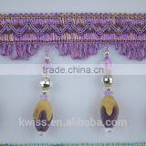 Polyester Curtain Bead Lace Trim,beaded Fringe Trimming thumbnail-1