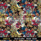GWS118 Width 50CM Skull Pattern Hydrographic Films 3D Water Transfer Printing Film In China Hydrographic Films