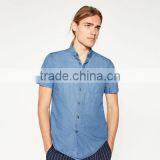 100% Cotton Blue Solid Jacquard Dobby Weave Fabrics for Shirting Clothing Dressing Skirt thumbnail-5