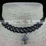 Black Elastic Nylon Rope With Silver Alloy Hand Shape Choker Necklace thumbnail-3