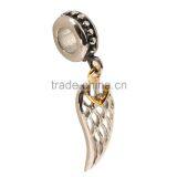 Wholesale Angel Feather Wing Golden Heart Dangle Pendant Feather Charms thumbnail-3