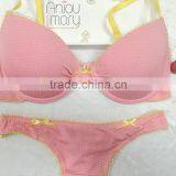 Lovely Young Ladies Pink Colour With Prined Breathable Bra and Panty Set Thong Set thumbnail-4