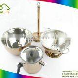 Kitchen Accessories Copper Color Stainless Steel Mixing Salad Bowls Set thumbnail-1