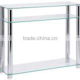 Modern Glass Top Mirrored Console Table thumbnail-2