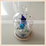 2016 new products flower glass bell jar dome with base