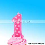 1st Birthday Polka Dot Girl Candle thumbnail-1