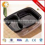 High Quality 2 Dividers Black Plastic Food Bento Boxes