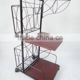 3 Tiers Removable Metal Rolling Sofa Side Table With Magazine Rack Coffee Table thumbnail-2