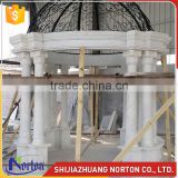 China hand carving garden white marble gazebo with metal top NTMG-294S