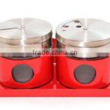 Red Coating Glass Spice Magnetic Jar With Metal Lids thumbnail-2