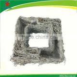 Square Snowy Wicker Wreath With Flower Pot thumbnail-1