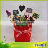 Decorative Painted Green Natural Bamboo Flower Pot Stick and Pendant thumbnail-2