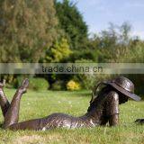 2017 Outdoor Decoration Lying Girl Bronze Sculpture Garden for Reading a Book thumbnail-1