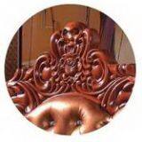 Luxury Craft France Rubber Solid Wood Double Bed in Leisure Design Real Leather Heaboard Bed Hign Hotel Bedroom Furnitur thumbnail-3