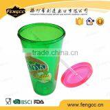 Eco-Friendly PS Double Wall Personalized Plastic Cup With Straw thumbnail-1