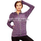 Fashion Gym Jacket Hooded Custom Made Zip Front Jersey Spring Autume Active Stretch Ladies Gym Wear Hoodie thumbnail-1