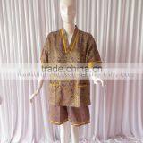 Free Shipping 2colors Unisex Sweat Steam Clothes Fashion Floral Jacquard Pajama V-Neck Ladies Pajama Sets For Sauna thumbnail-5