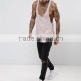 Cheapest High Quality New Design Summer Cool Custom Pink Gym Wear Comfortable 100% Cotton Fashion Men's Sport Burnout Tank Tops thumbnail-4