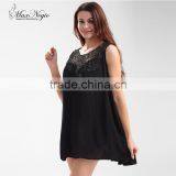 Black O Neck Korean Lace Casual Blouse for Fat Woman thumbnail-1