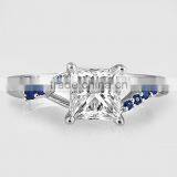 Simple Design in Stock Sterling Silver Jewelry Square Diamond Finger Ring for Women thumbnail-1