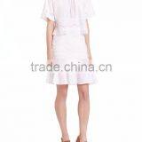 High Fashion Elegant White Knit Skirts Cut Out Crochet Trim Track Midi Skirt For Ladies thumbnail-2