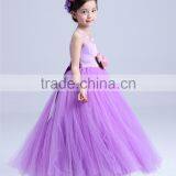 2017 Girls Long Party Dress Sheer Shoulder Flowers Frocks thumbnail-6