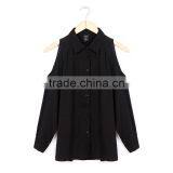 Women Off Shoulder Long Shirts Sexy Chiffon Tops Turn Down Collar Blouse Long Sleeve Casual Plus Size Blouse thumbnail-3