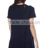 Women Clothing Shortsleeve Loose Flowy Stretch Fabric Knit Crewneck Tunic Dresses for Women thumbnail-2